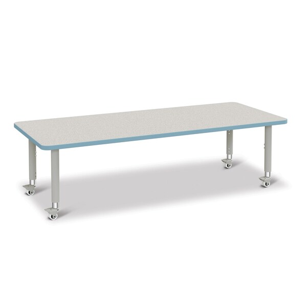 Berries Rectangle Activity Table, 30 in. x 72 in., Mobile, Freckled Gray/Coastal Blue/Gray